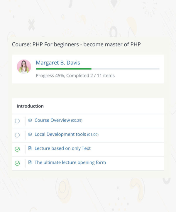 Detailed student progress report