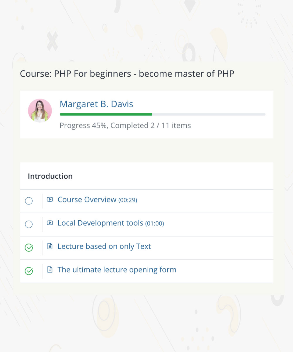 Detailed student progress report