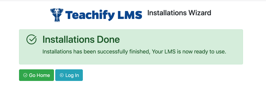 Teachify LMS installation wizard