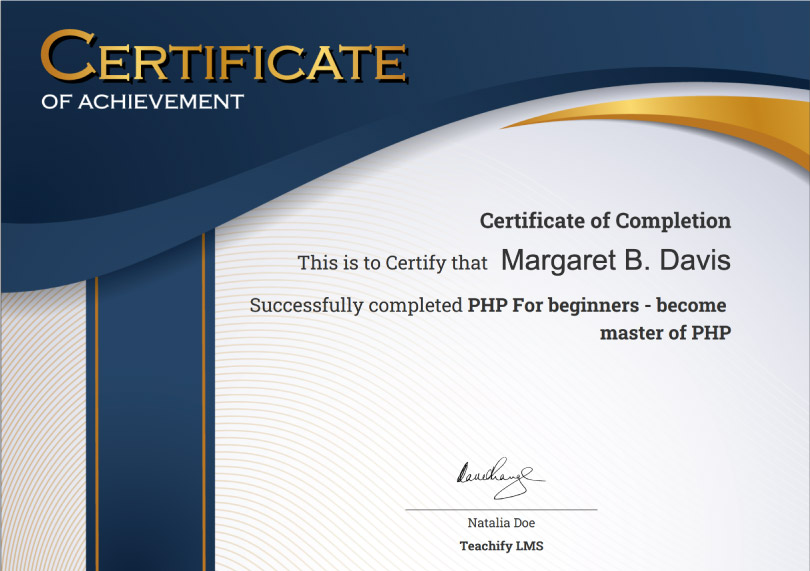 Certificate - teachify LMS